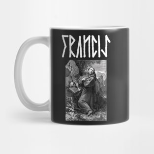 Saint Francis of Assisi Gothic Runes Hardcore Punk Mug